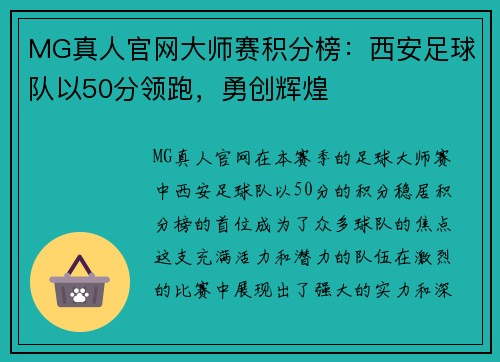 MG真人官网大师赛积分榜：西安足球队以50分领跑，勇创辉煌